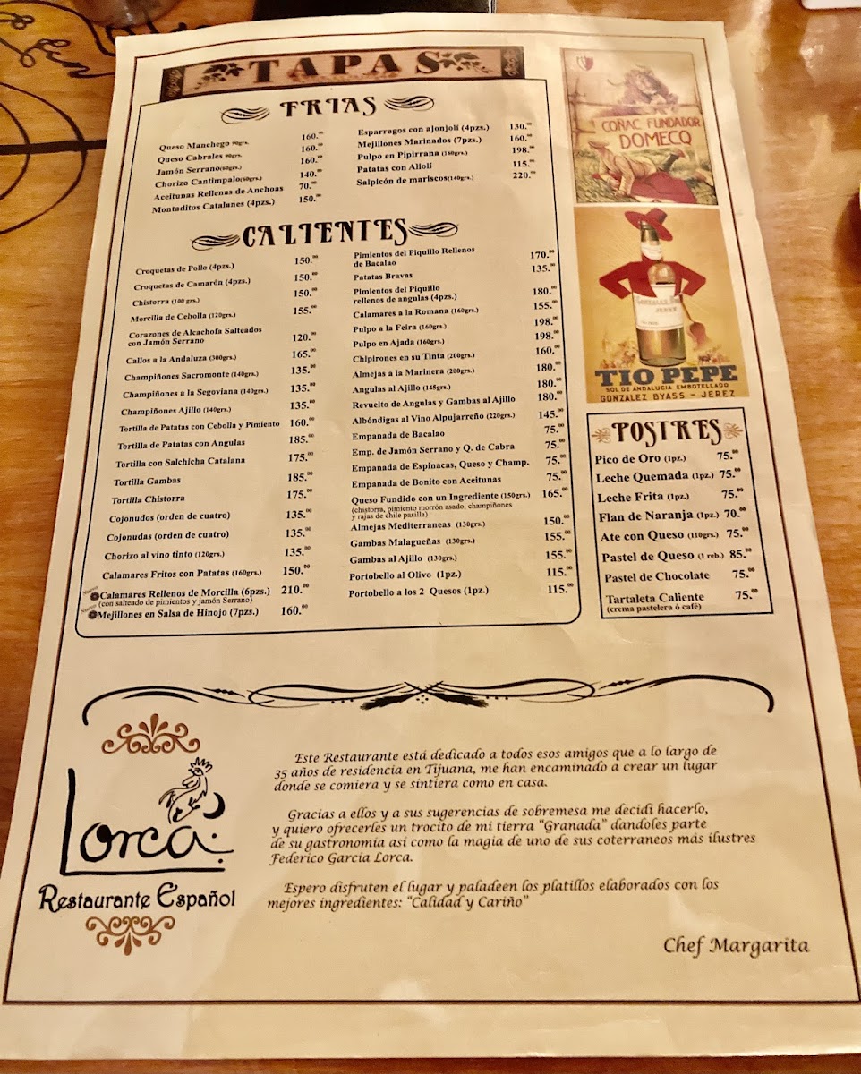 Lorca restaurante español Menu - Image 3